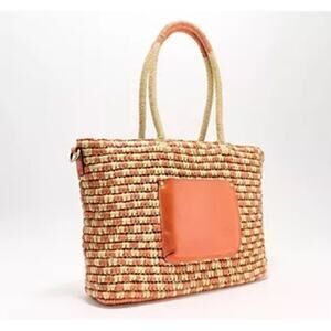 EUC Patricia Nash Luciella Large Top Handle Bag Apricot/Natural Beach Coastal